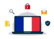 Ordinateur affichant le drapeau français, illustrant la cybersécurité et la souveraineté numérique en France