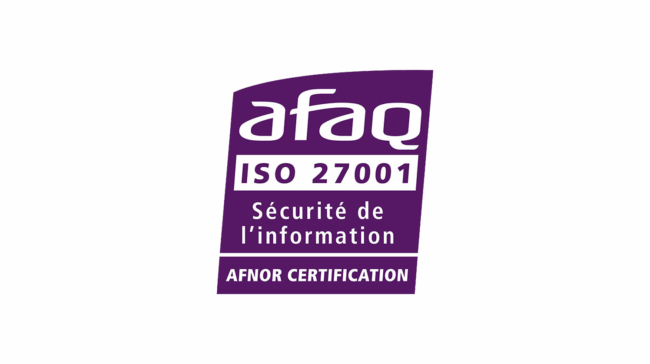 Logo officiel de la certification ISO 27001 – AFNOR Certification Logo AFAQ ISO 27001 - Sécurité de l’information - AFNOR Certification