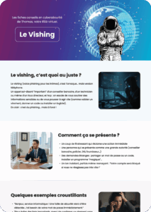 Hucency - Fiche Vishing animée par Thomas, RSSI virtuel Fiche pratique Hucency dédiée au vishing, présentée par Thomas, le RSSI virtuel.